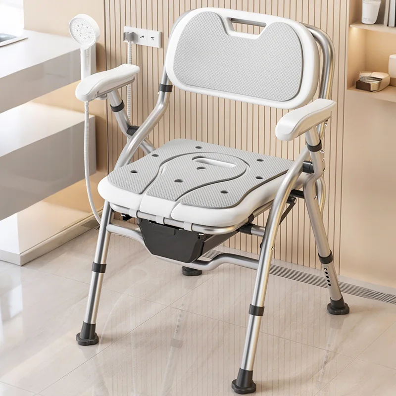

AOLIVIYA Elderly Bath Safety Seat Bathroom Non-Slip Commode Chair Bathroom Pregnant Women Shower Chair Folding Stool Lift Chair
