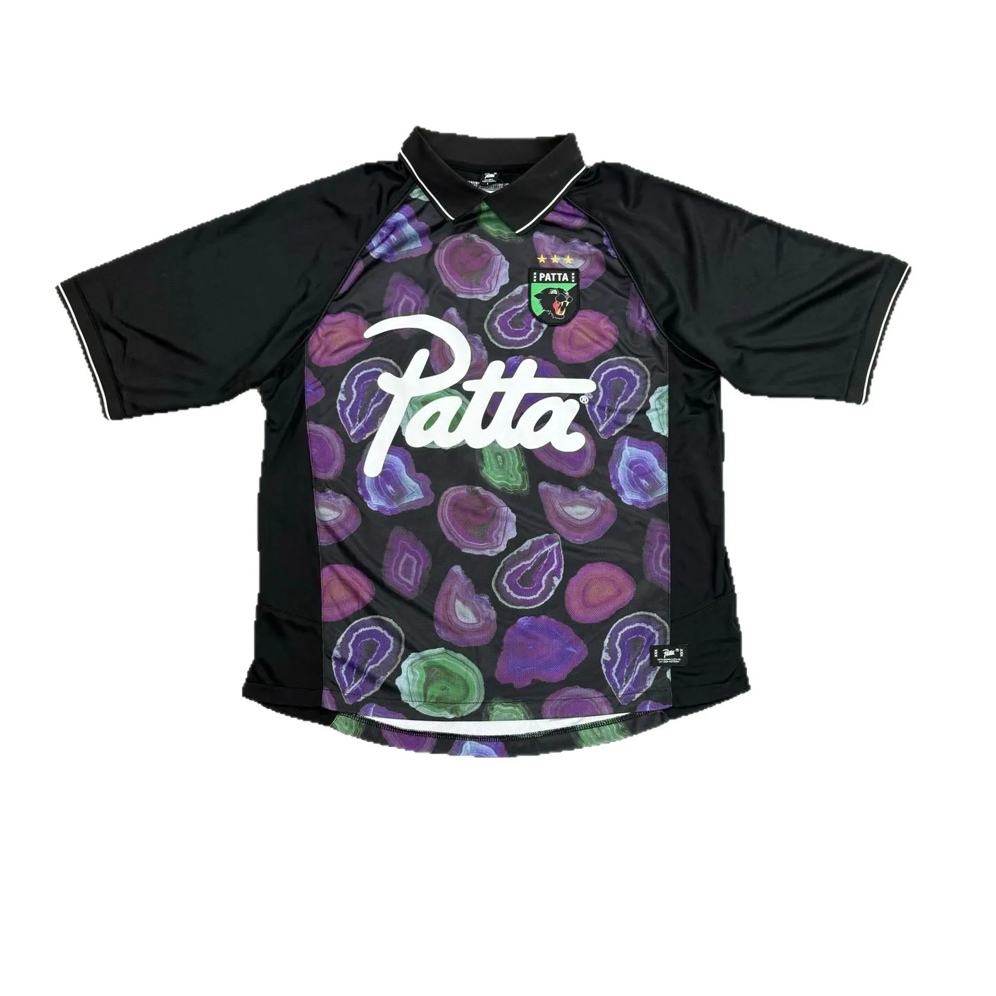 Patta Retro Print Short-Sleeved Polo Shirt with Collar, Quick-Drying Sports Football Suit, Casual and Versatile Trendy T-shirt