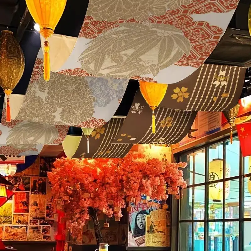 VIKAMA Ceiling Decoration Canopy Hanging Fabric Chinese Flower Bamboo Restaurant Bar Cafe Home Decor