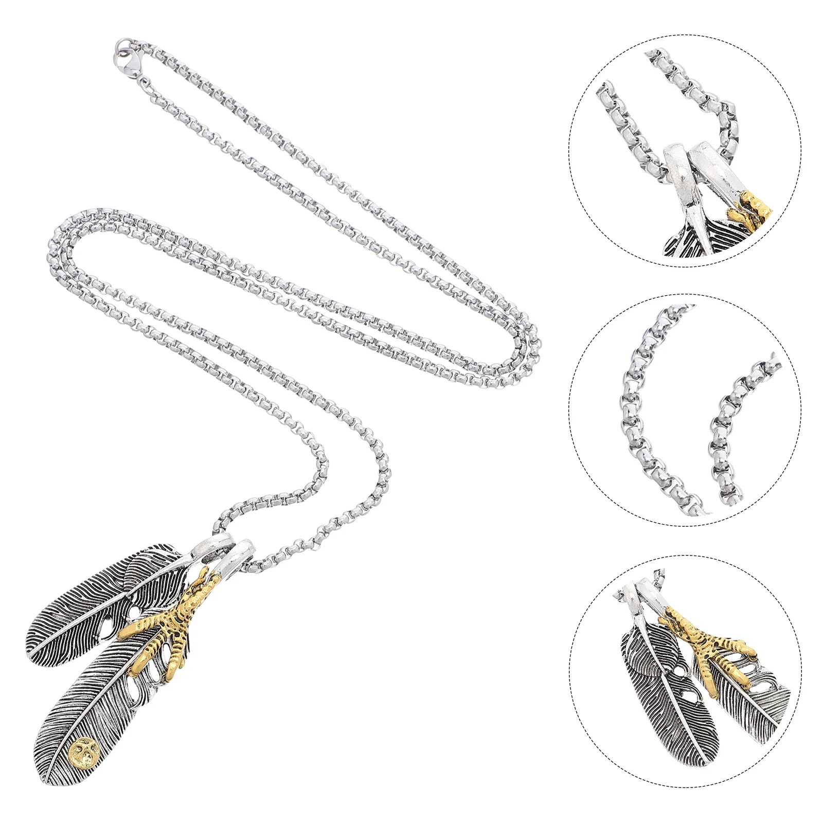 

Plume Pendant Necklace For Men Alloy Design Durable Jewelry Gift Retro Eagle Accessory Western Fashion Mens