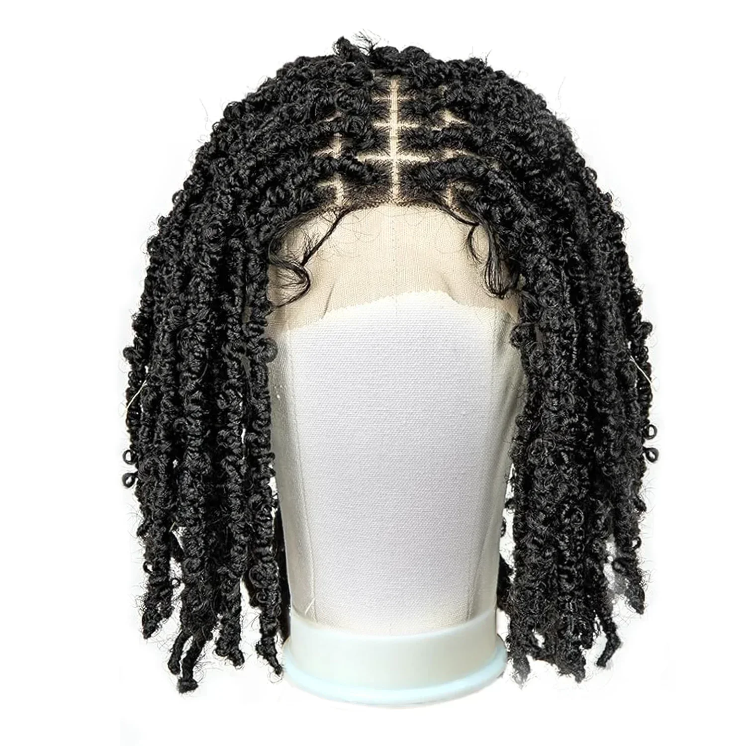 14 "Korte Knooploze Gevlochten Lace Front Synthetische Pruiken voor Vrouwen Box Braid Pruik Vlinder Bob Gevlochten Pruiken Volledig met Baby Haar