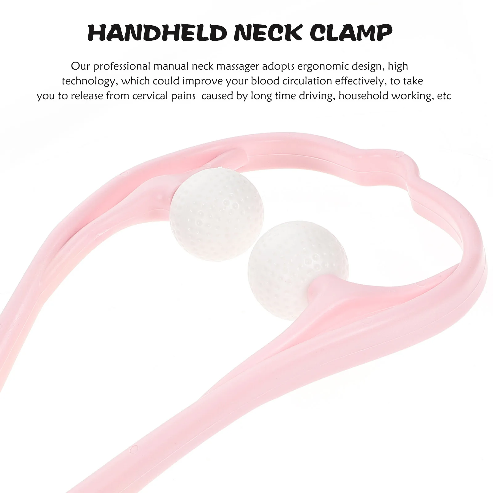 

Neck Massager Handheld Cervical Instrument Portable Care Manual Massaging Machine Pink Fitness