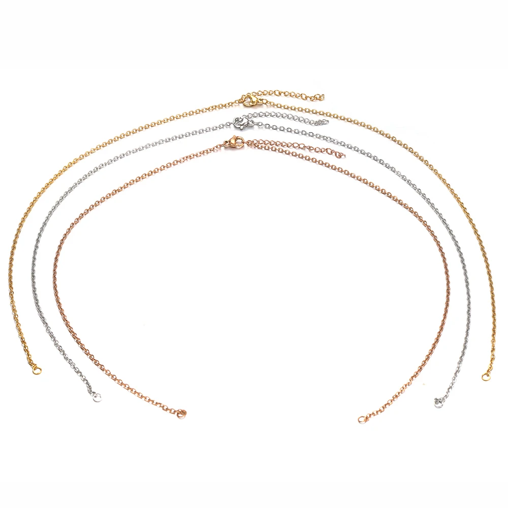 5 Stück PVD-Gold Edelstahl 45cm Verstellbare Flachketten Handgefertigte Halsketten-Verbinder Anhänger für DIY Schmuckherstellung Zubehör – Detail 2