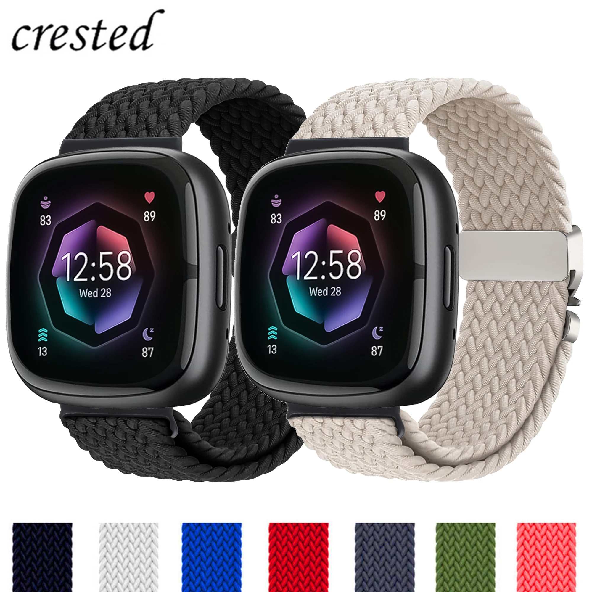 حزام مضفر المظلة لـ Fitbit Versa 4 3 Sense 2 ملحقات الفرقة استبدال سوار كوريا النايلون لحزام Fitbit Versa 4