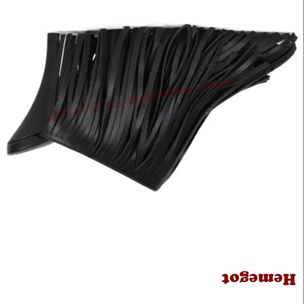 Round Toe Fringe Thin Slip On Women's Mules Black Tassel Stiletto Heels Slippers Leather Solid Summer Outside Casual Shoes Sexy