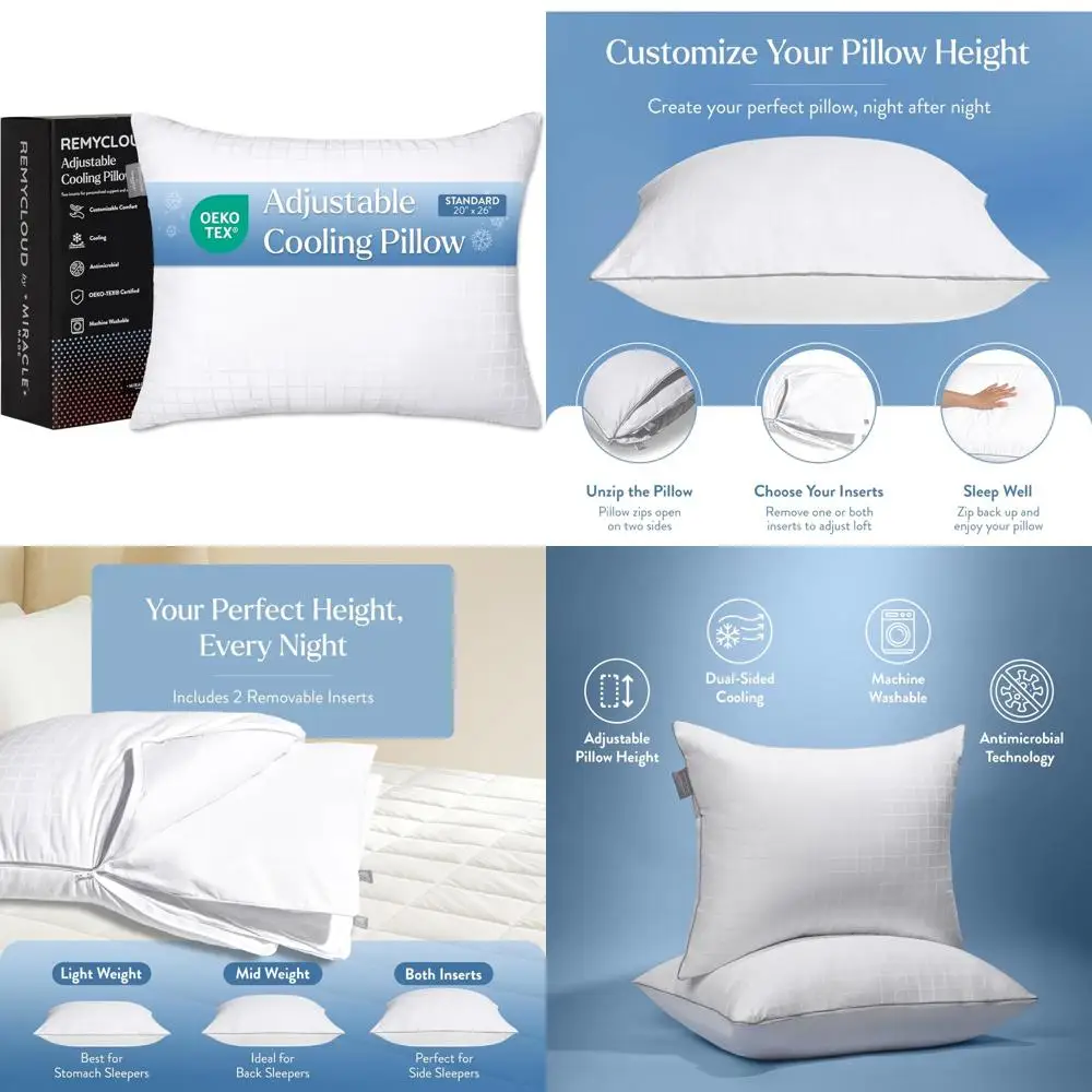 

RemyCloud Dual-Sided Pillow with Instant-Cool Fabric and Breathable Cotton Covers for Moisture Absorption