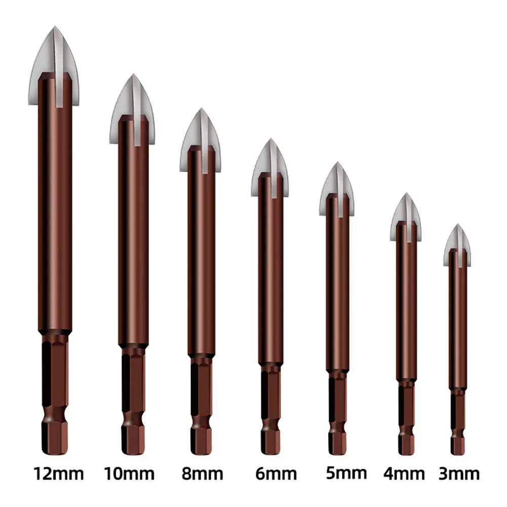 Rostfreie Kreuz-Sechskant-Fliesen bohrer Kreuz-Sechskant-Fliesen bohrer Sechskant-Fliesen bohrer Dreiecks bohrer mit vier Klingen stabile Bild menge