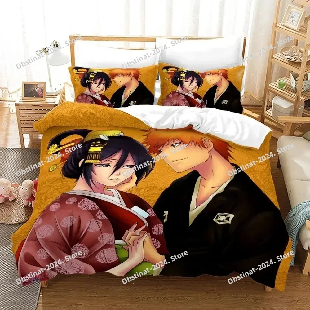Anime Bleach Kurosaki Ichigo Bedding Set Duvet Cover Full Queen King Size Pillowcase Bed Printed Bed Set Aldult Kid Single Twin