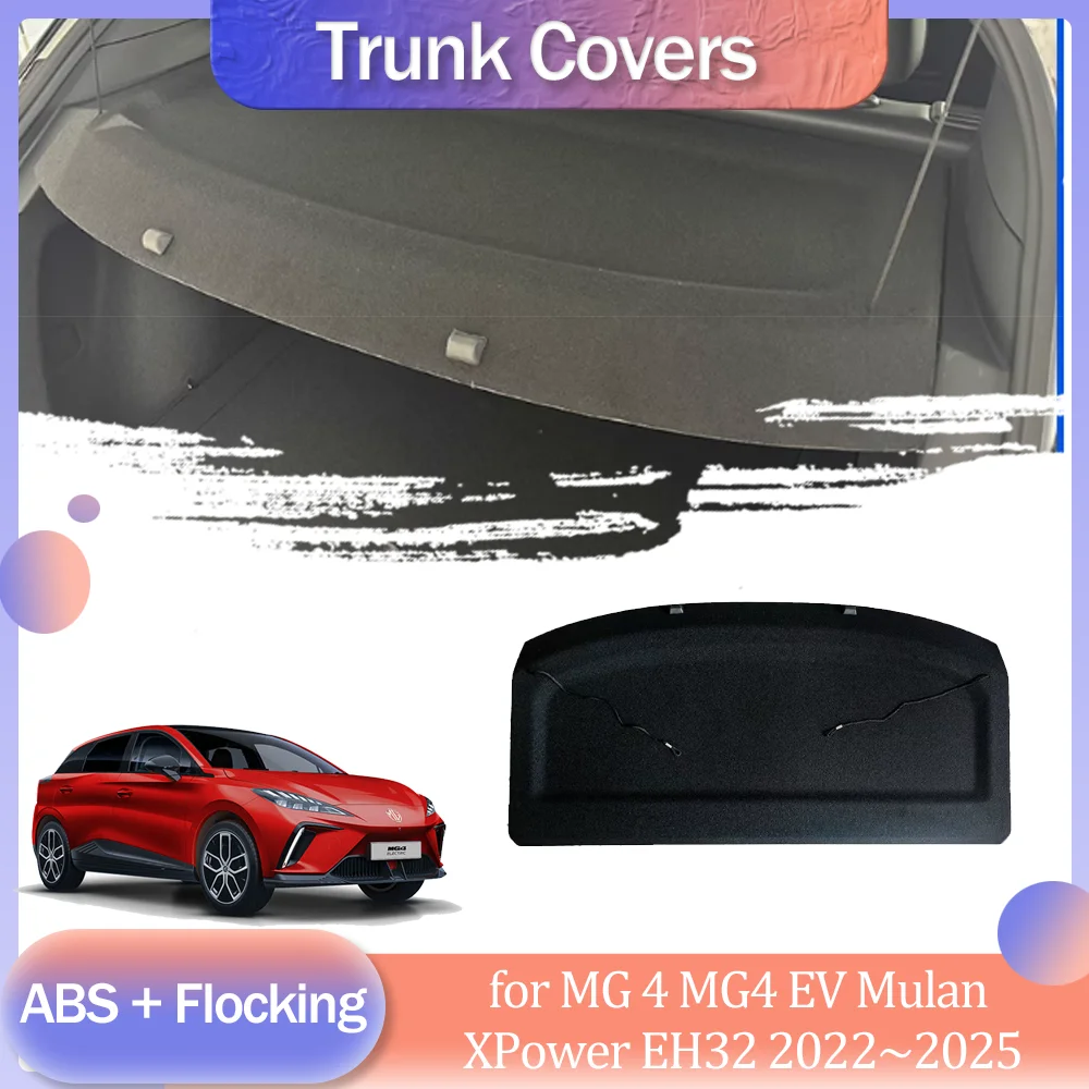 Car Trunk Cover for MG 4 MG4 EV Mulan XPower 2022~2025 Flocking Luggage Curtain Shelf Storage Privacy Cargo Plate Accessories