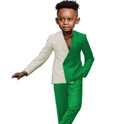 Mode Stijl Jongens Pak 2 Stuks Jas Broek Bruiloft Smoking Double Breasted Kind Party Blazer Voor Kinderen