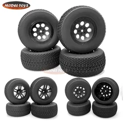 4PCS RC Short Course Truck 1/10 Tires & Plastic Wheels Rims OD110mm Rubber Tire Compatible for Tenacity for Traxxas Slash HPI