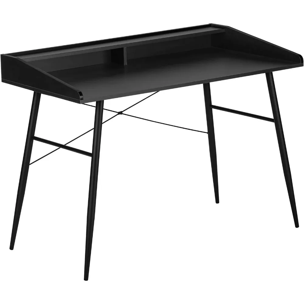 

Computer desk, home office, laptop, storage rack, 48 L, work, metal, laminated board, black, modern style