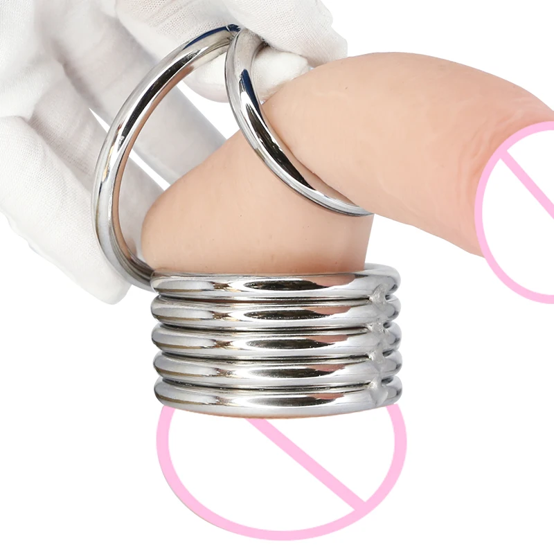 Anillo de acero inoxidable para hombre, 3 niveles, camilla de bola, soporte de pene, colgante de escroto, estiramiento, Juguetes sexuales para adultos