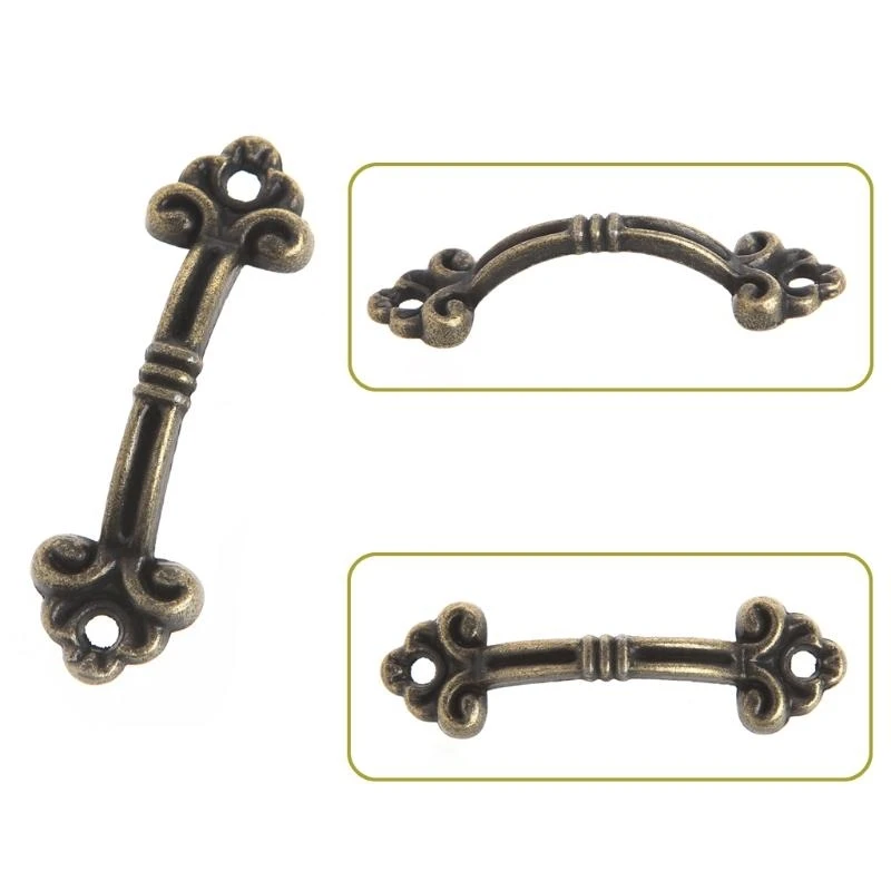 10x Handle Knob Retro Arch Tracery Drawer Wooden Jewelry Box Bronze Cabinet Pull