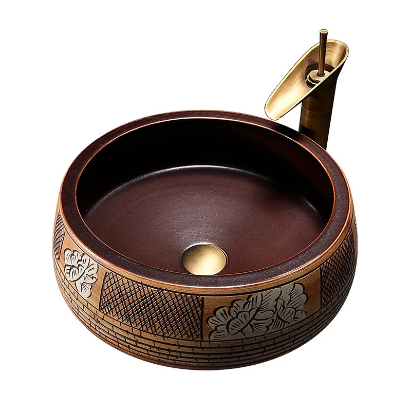 

Китайская ретро-керамическая раковина для дома, умывальник для ванной комнаты