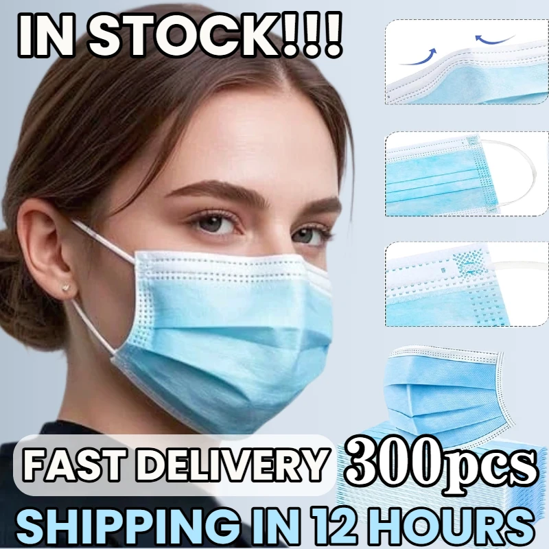 

Fast Delivery! 300Pcs Thick Blue Disposable Protective Masks - 3-Layer Breathable and Comfortable, with Adjustable Ear Loops and Secure Nose Pads - 200/100/50/10 Pieces, Affordable for Home Use, Can Be Purchased in Bulk, Perfect for Outdoor Activities, Ho