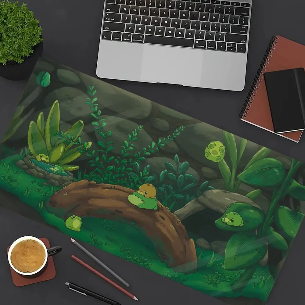 

Green Anime Mouse Pad Large Computer Office Game Table Mat 90x40 XXL Rubber Anti-slip Stitched Edge Keyboard Mats Long Desk Pads