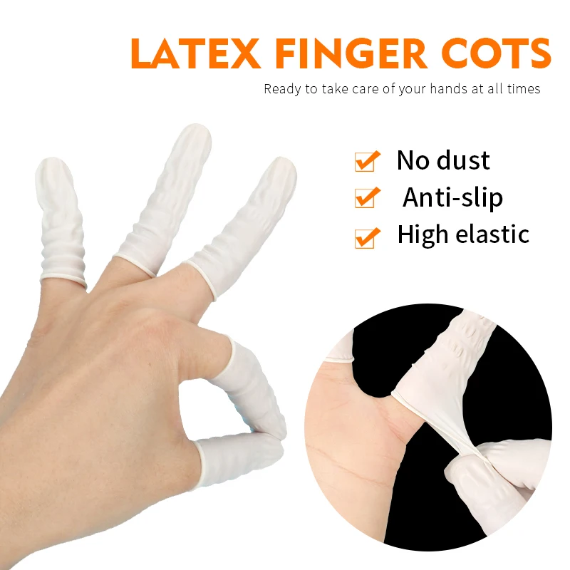 50/100pcs  Durable Natural Latex Anti-Static Finger Cots Practical Design Disposable Makeup Eyebrow Extension Gloves Tool Tattoo