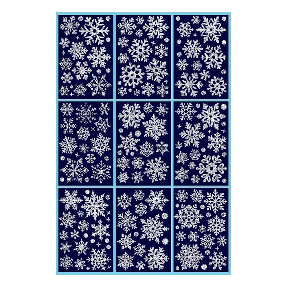 9 pcs gold and silver Christmas snowflake window stickers for festive For holiday decoration static cling decals 195 by 295 cm