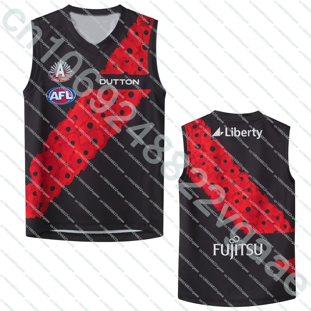

2025 Mens Training Singlet Rugby Jersey Clothes Sportwear Tee Boys Kids Team Essendon T Shirt Tank Top Vest Home New Hot Gift