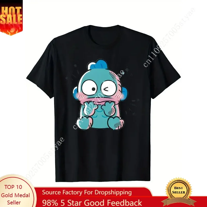 

2026 Summer Short-sleeve Printed T-shirt Women Couple Sanrio Anime Hangyodon Style Versatile Casual Fashionable Cute Wearing