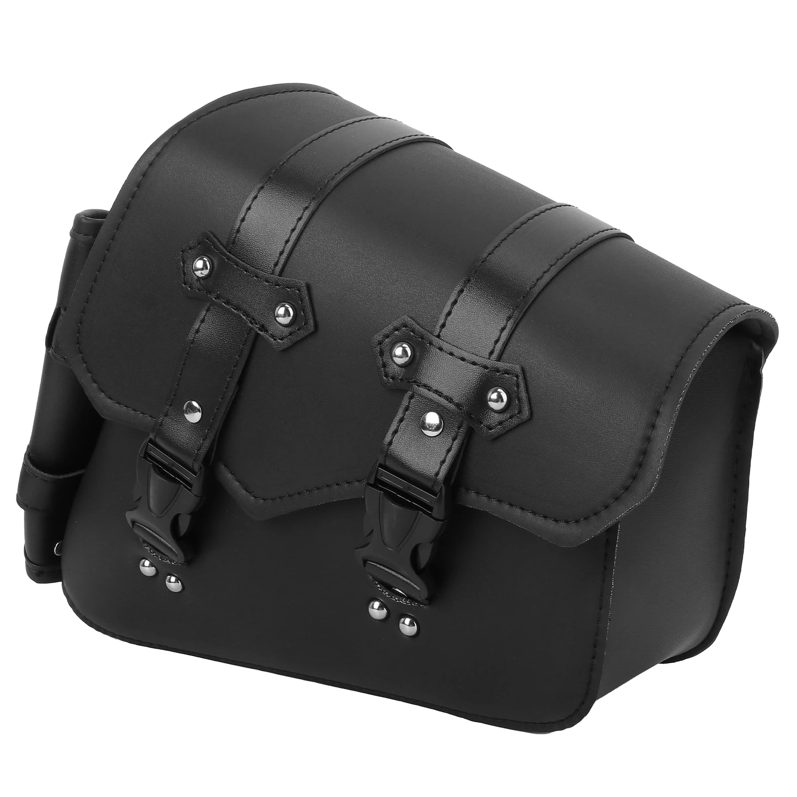 

1pc Motorcycle Side Bag Pu Durable Storage Quick Buckle For Keys Phone Coins Compatible With Road Bike Mountain Bike Black Color