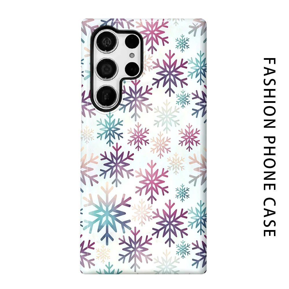 Multicolor Snowflake Phone Case for For Samsung Galaxy S26 S25 S24 S23 S20 FE A56 A36 Ultra Glossy HD Hard Cover Film Shell