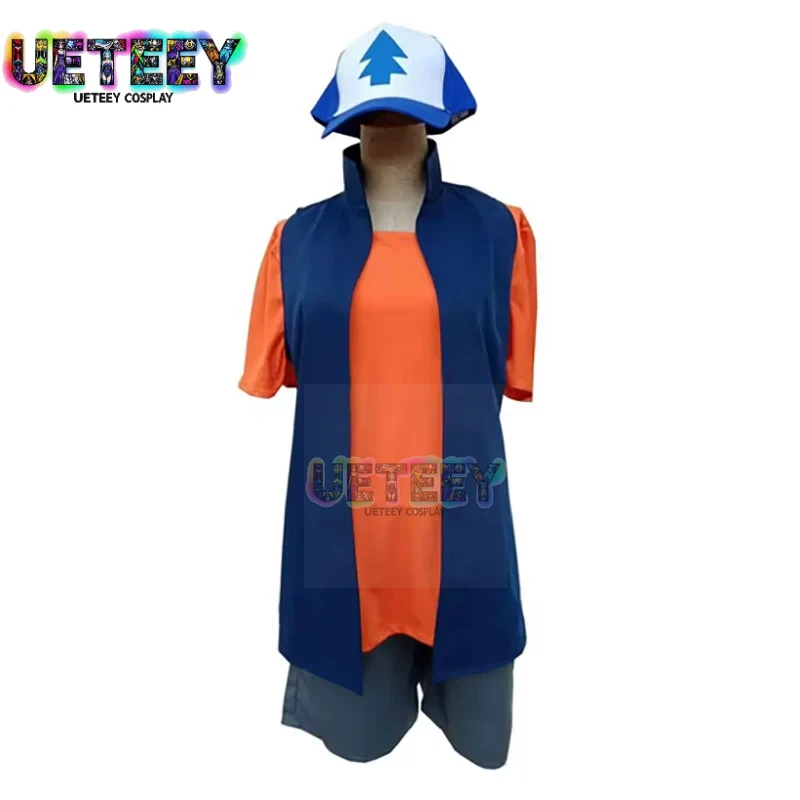 

UETEEY COS аниме Dipper Pines костюм шляпа + футболка + жилет + шорты комплекты костюмов для косплея одежда на Хэллоуин по индивидуальному заказу