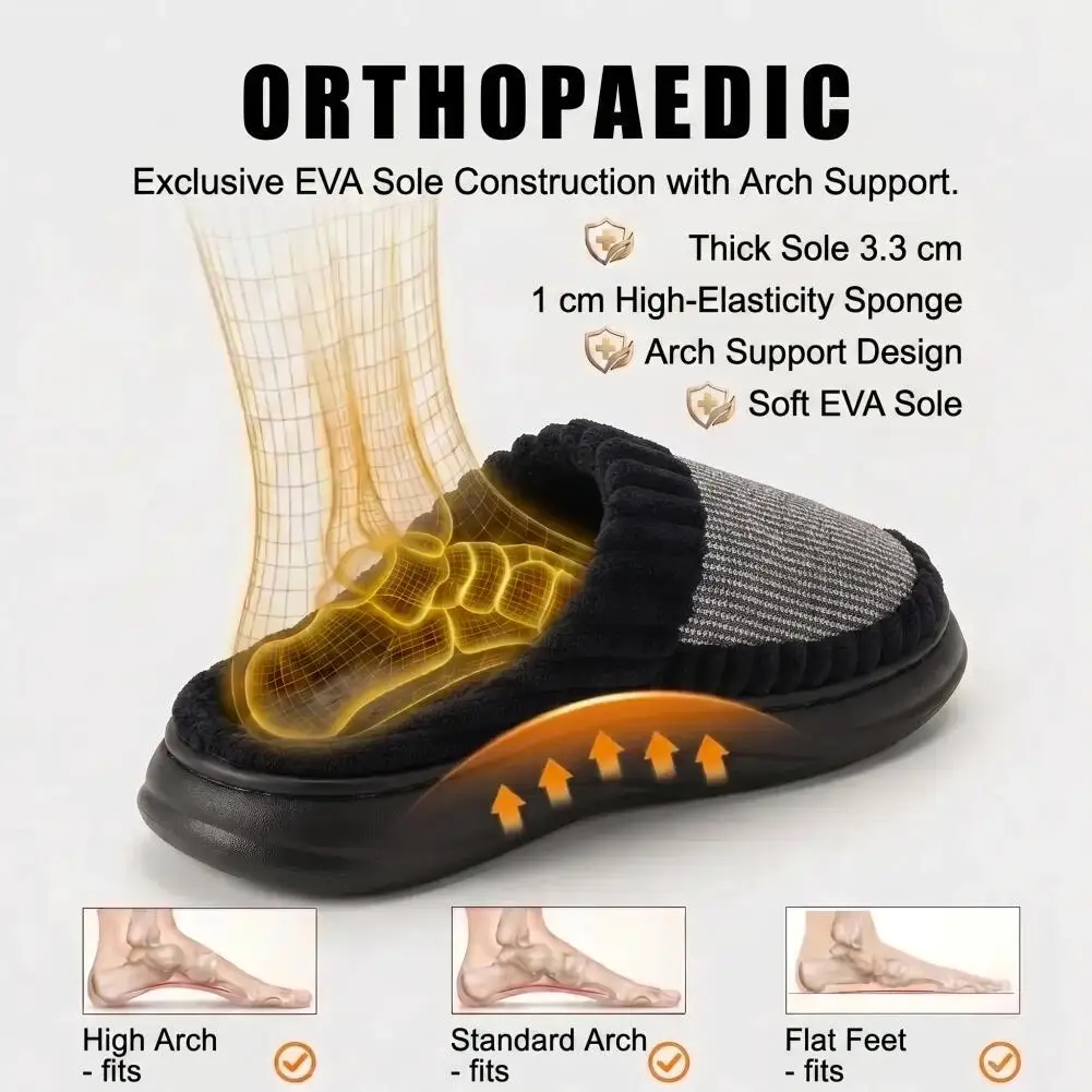 Wide last women's arch support slippers EVA thick sole splicing memory foam warm winter soft and comfortable indoor shoes