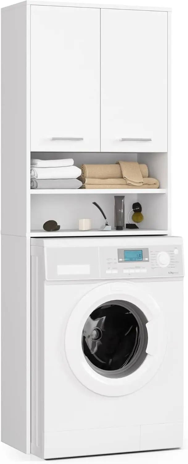 IN 64cm |   mit 2 Türen |   Hängender Washing Machine Cabinet |   Umbauschrank |   B64 x H180 x T30 cm |   Gewicht 29,50 kg |   Weiß