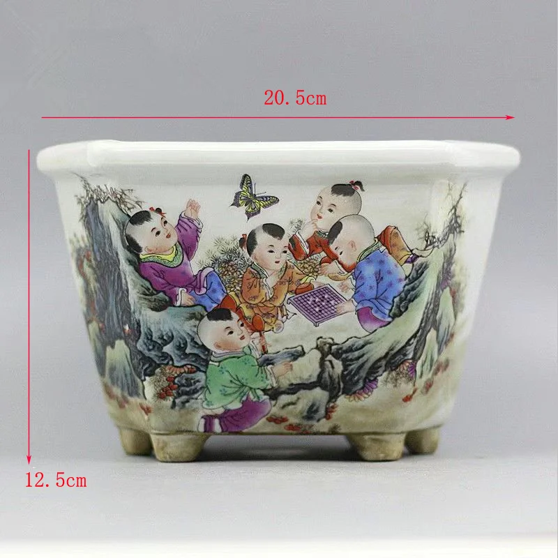 Qing-dynastie Twaalf Gouden Haarspelden Poederkleur Succulent Keramische Bloempot Antiek Porselein Collectie Thuis Kamerdecoratie