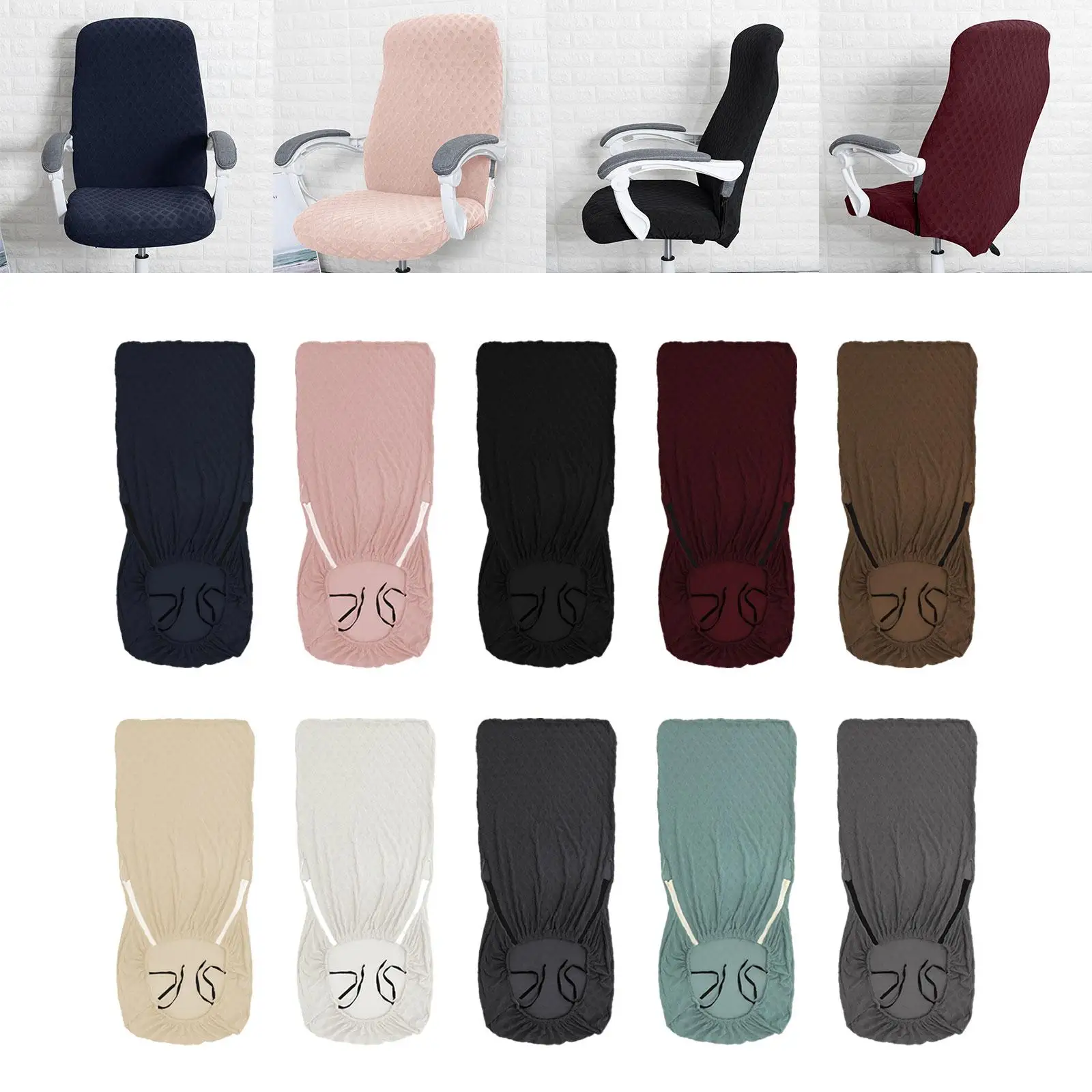 Polyester Office Chair Covers, Armchair Slipcover, Stretchable ,Seat Protector ,Washable Rotating Chair Seat Cover
