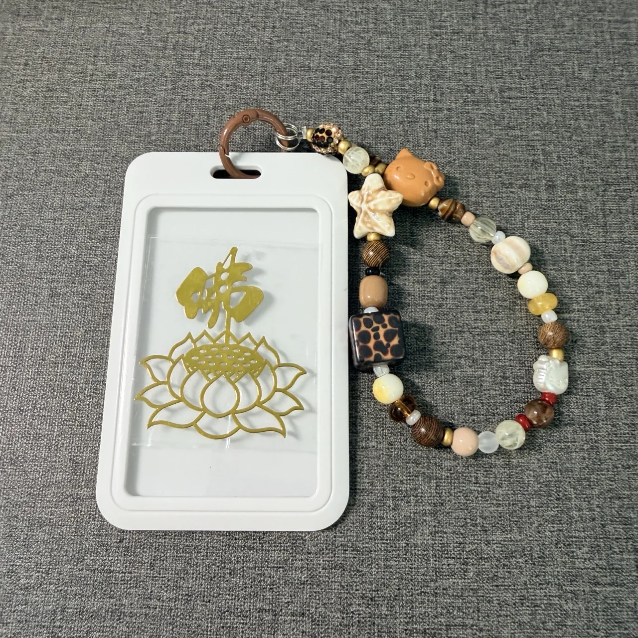 Starfish Cat Buddha Pattern Metal Phone Sticker  Lanyard Anti-lost Lucky Card Holder