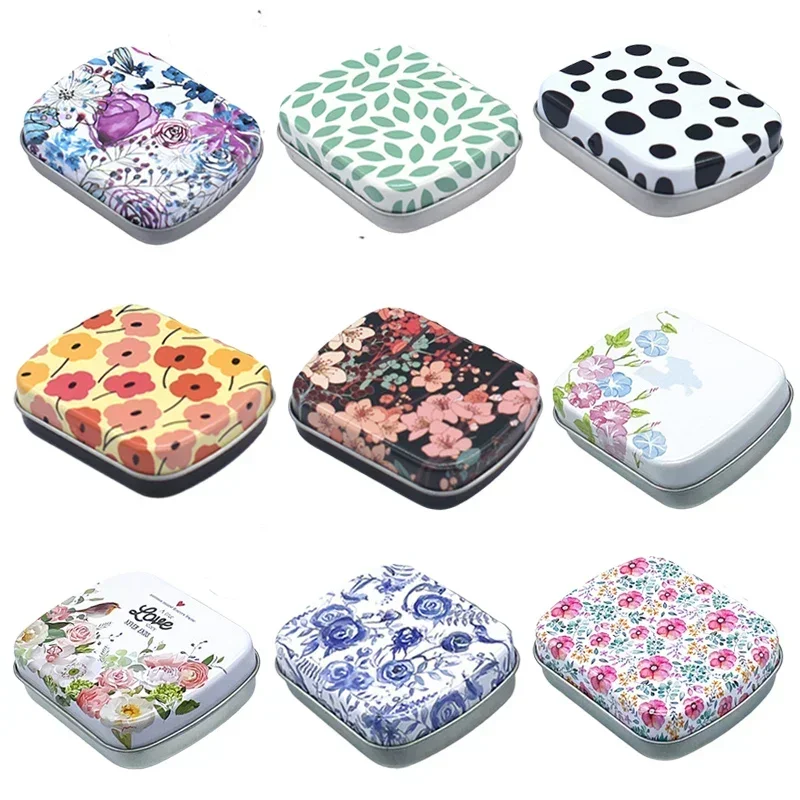 10/20/30pcs Flower Printed Tin Box With Lid Colorful Sealed Jar Portable Tinplate Cases Candy Pill Jewelry Storage Containers