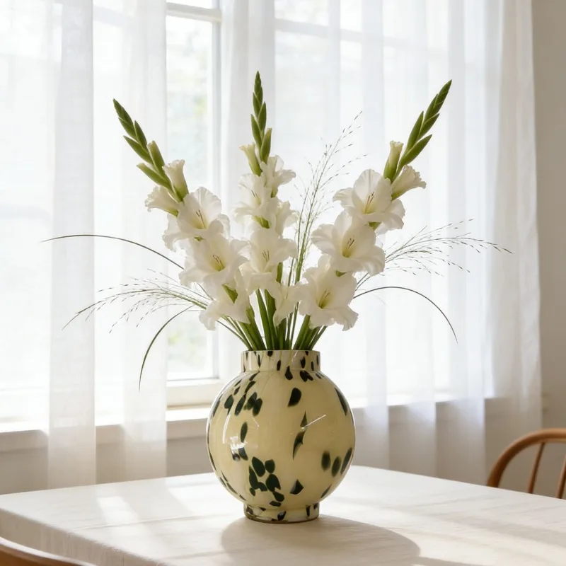 Nordic simple flower points, big belly high-end glass vases, handicrafts, water-raised flowers, flower arrangement