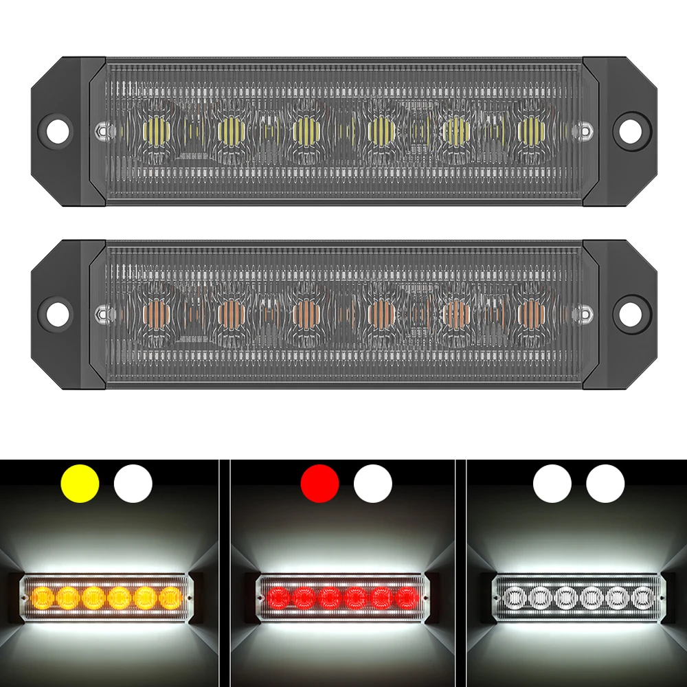 

2X 24Led Strobe Warning Side Light Super Bright Grille Flashing Lightbar Constant Truck Car Lamp Amber White Red Blue 12V 24V