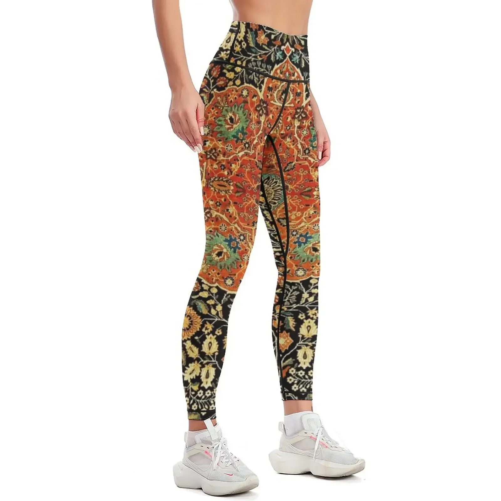 Antique Persian Mohtashem Kashan Rug Print Leggings Female legging pants Jogger pants legging gym Womens Leggings