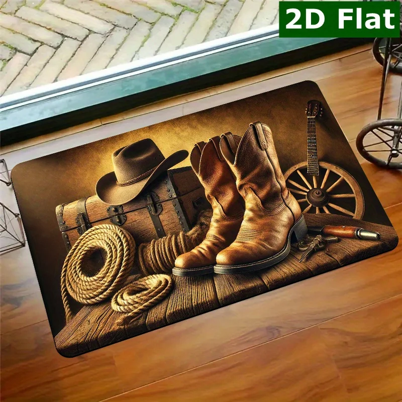 Funny Slogan Entrance Doormat Watercolor Shoes Art Pattern with Ukrainian Text Print  Novelty Household Entry Decor Rug
