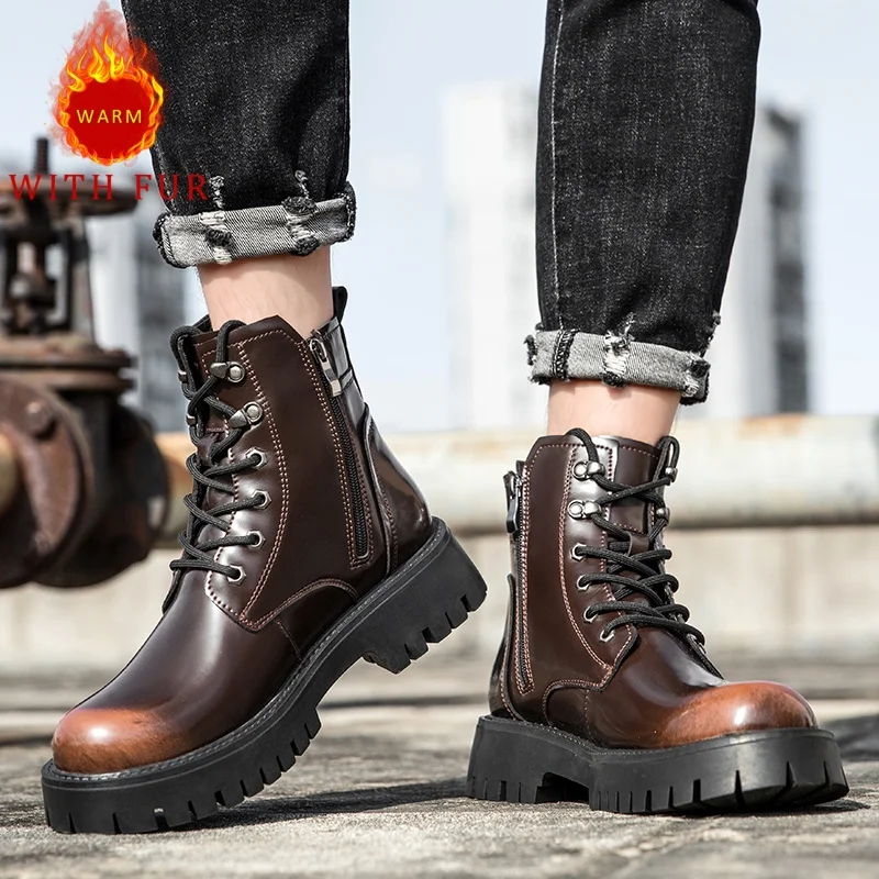 Men's formal leather boots Fashionable gentleman minimalist style Outdoor motorcycle Daily Business Office Party Adult Shoes