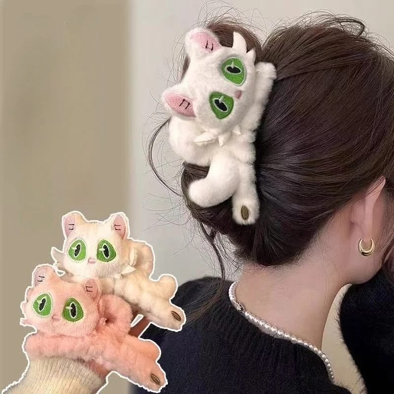 

Осенне-зимняя модная плюшевая заколка с кошачьим когтем, милая женская заколка в виде акулы с героями мультфильмов, заколка для волос с хвостиком, аксессуары для волос для девочек