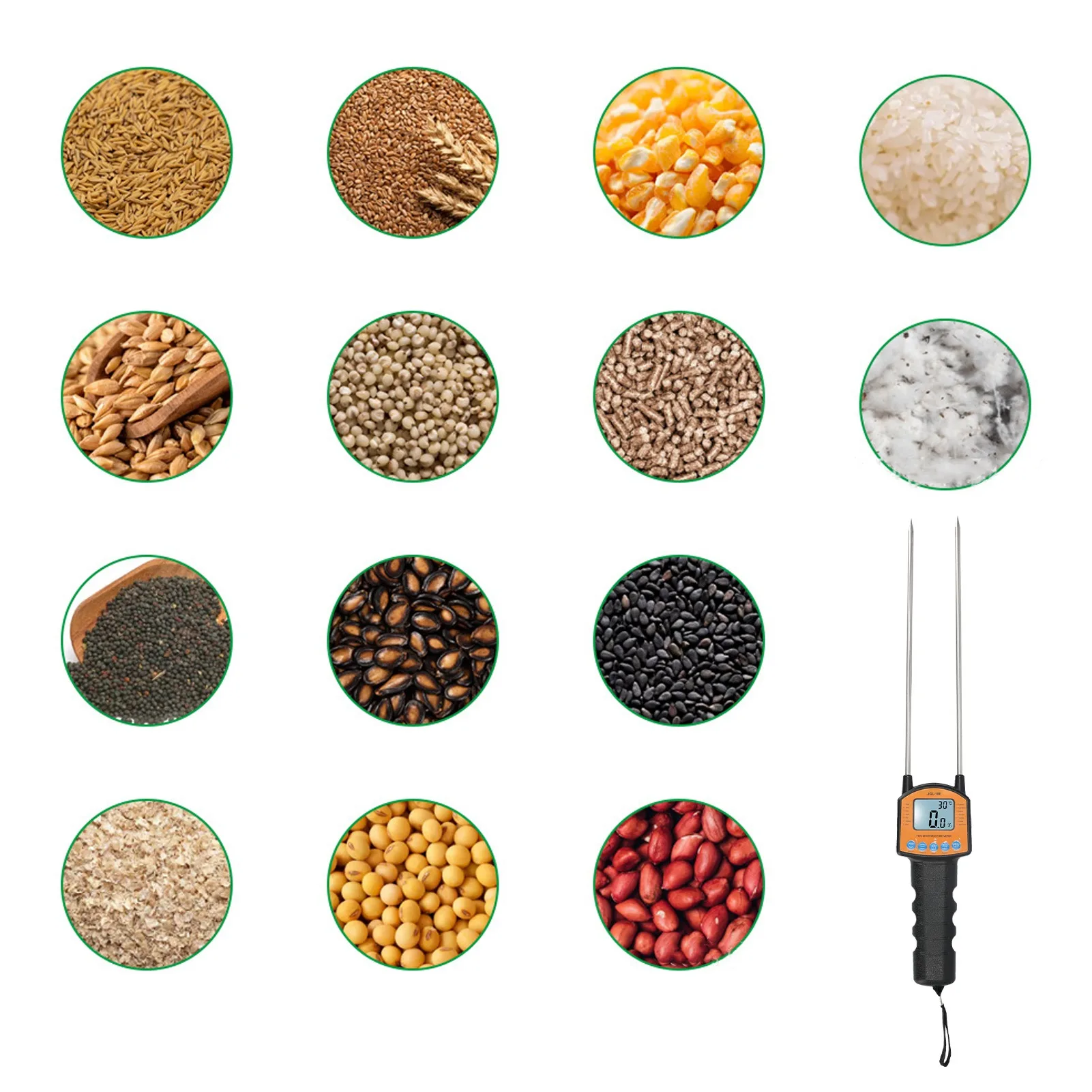 JGL-188 Portable Moisture Meter With Voice Broadcast For Rice Barley Corn Soybean Water Content Analyzer Testing Tool