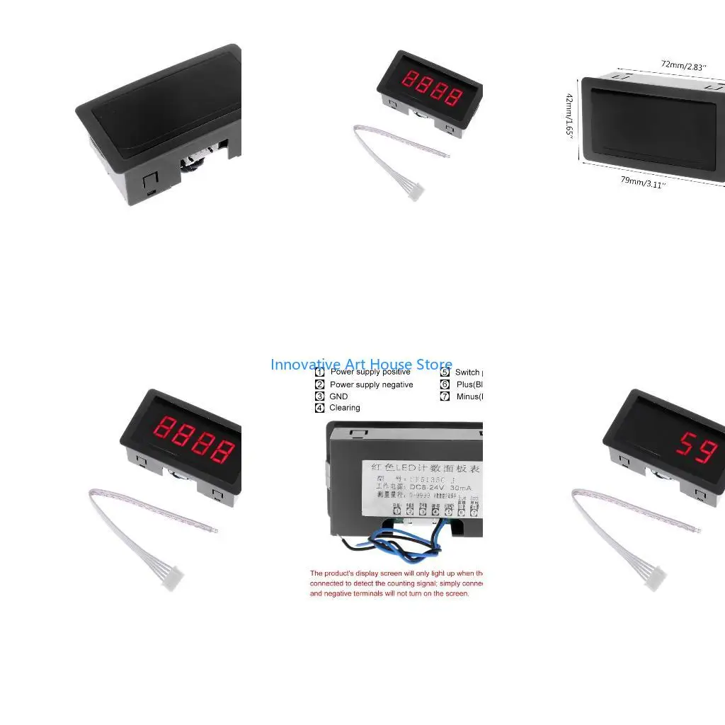 E1PC 0-9999 Up/Down Panel Counter Meter with Cable Counter 8-