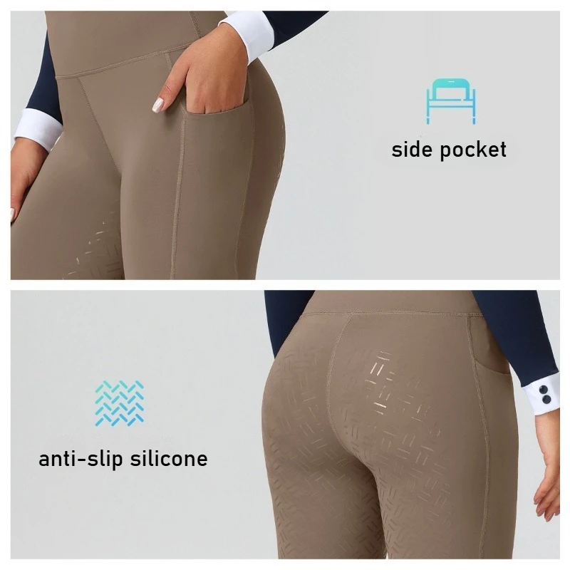 سراويل الفروسية النسائية ملابس رياضية للفروسية سراويل ركوب الخيل بمقعد كامل من المطاط بالتنقيط مضادة للانزلاق من السيليكون لجميع المواسم #2