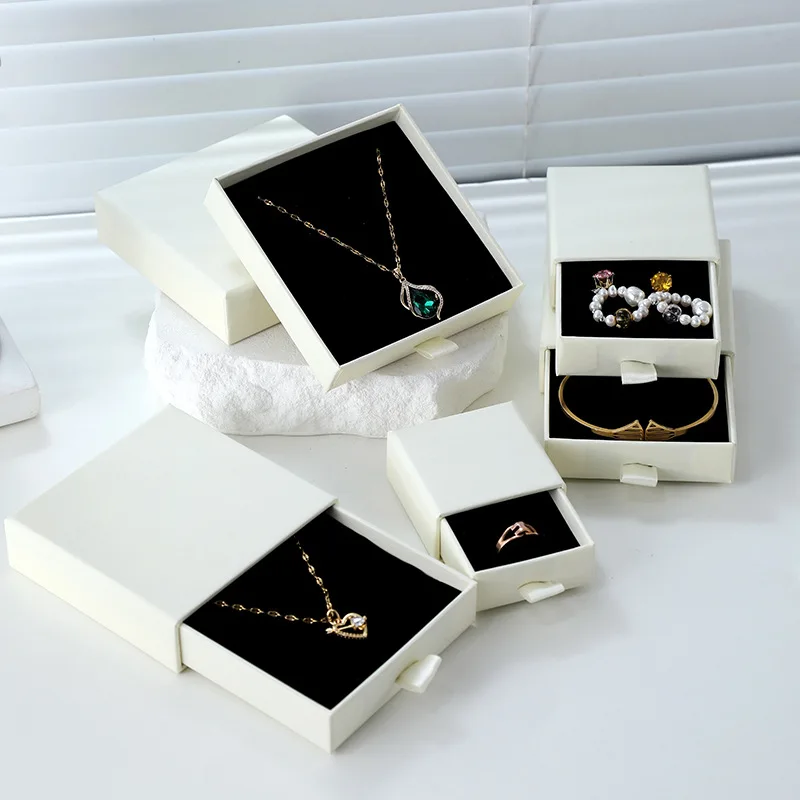 10PCS Drawer Jewelry Box Pull-out Sliding Gift Box Small Earring Necklace Ring Storage Case Cardboard Jewellery Packaging Box
