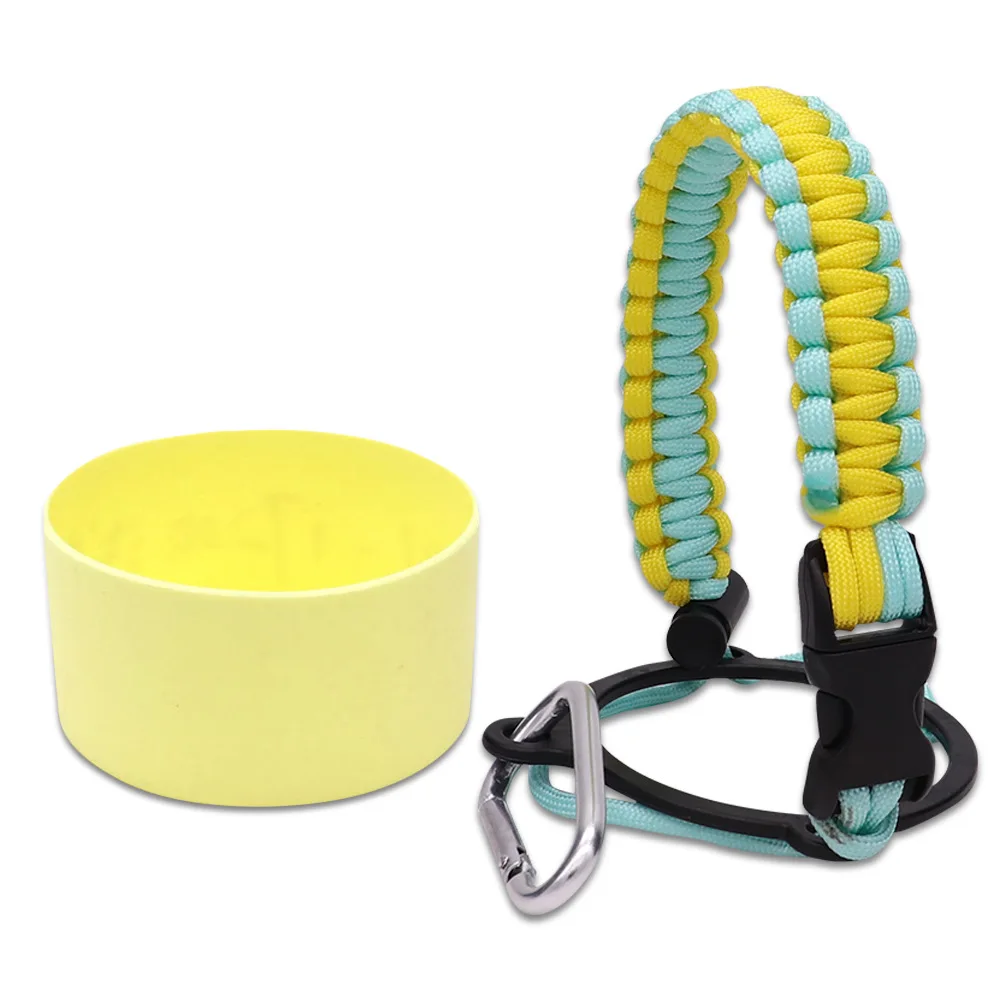 Mango de Paracord para botella de agua y funda de silicona, Compatible con Hydro Flask, boca ancha, accesorios para botella de agua