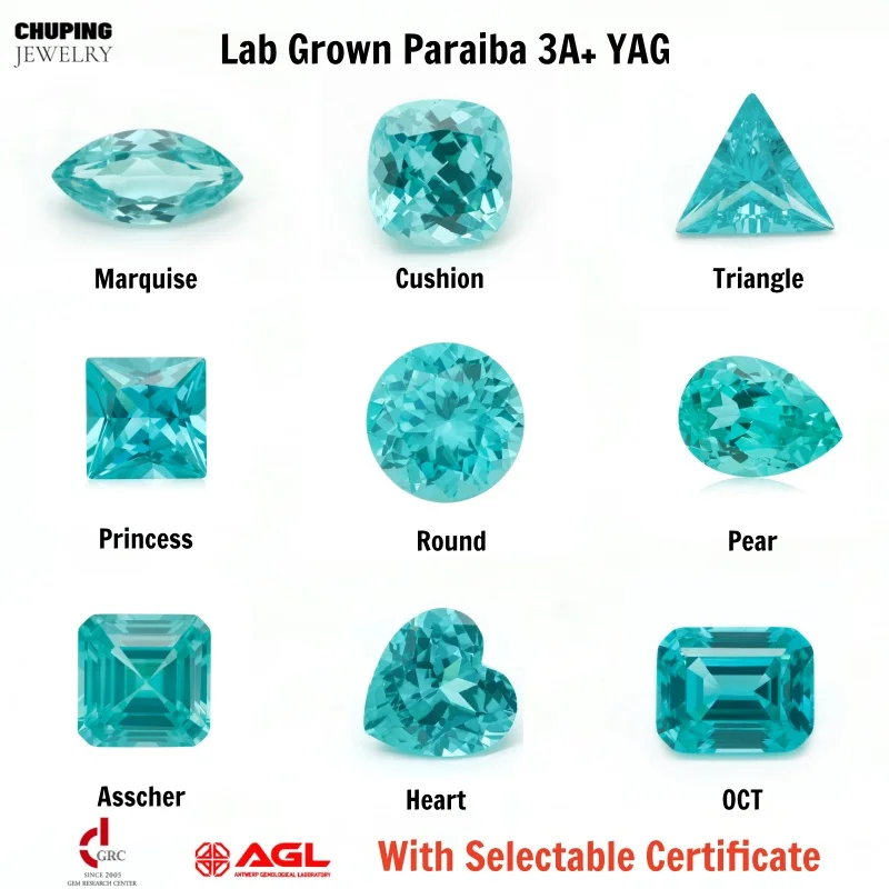 Charm Gemstone Lab Grown Paraiba For Jewelry Making Rings Earrings Necklace Flame Melted Multi Shapes Provide AGL Certificate