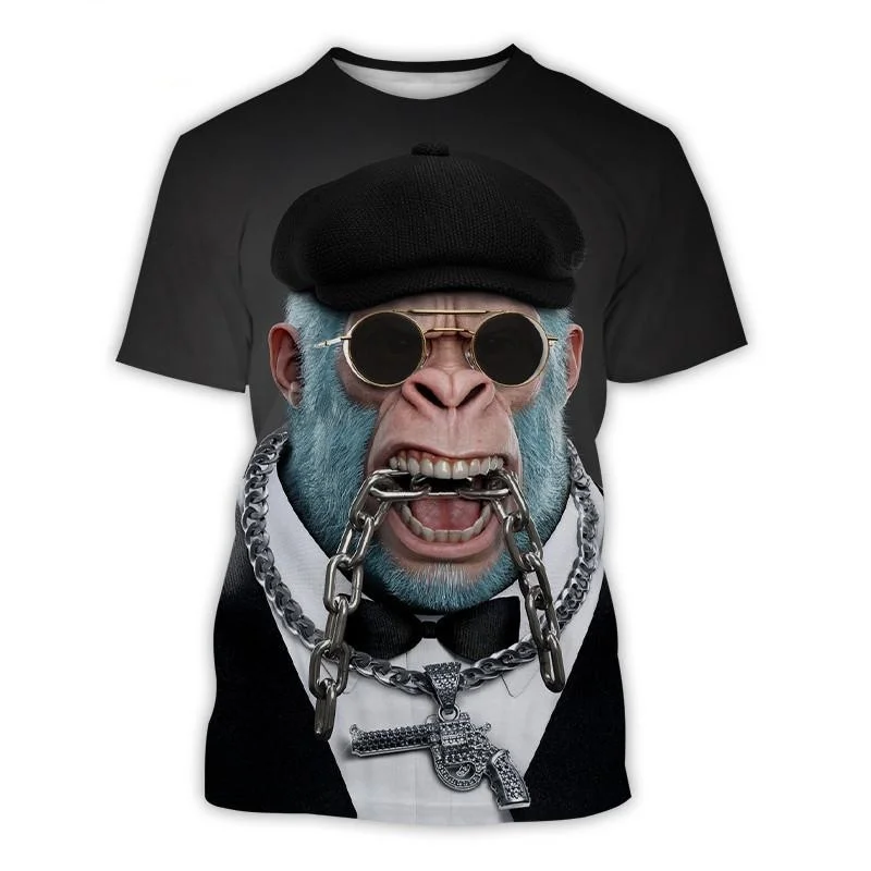 Funny Monkey 3D Print T-shirt Animal Graphic T Shirts Casual Tee Shirts Streetwear Tops Hip Hop Summer 2023 Tops Clothing