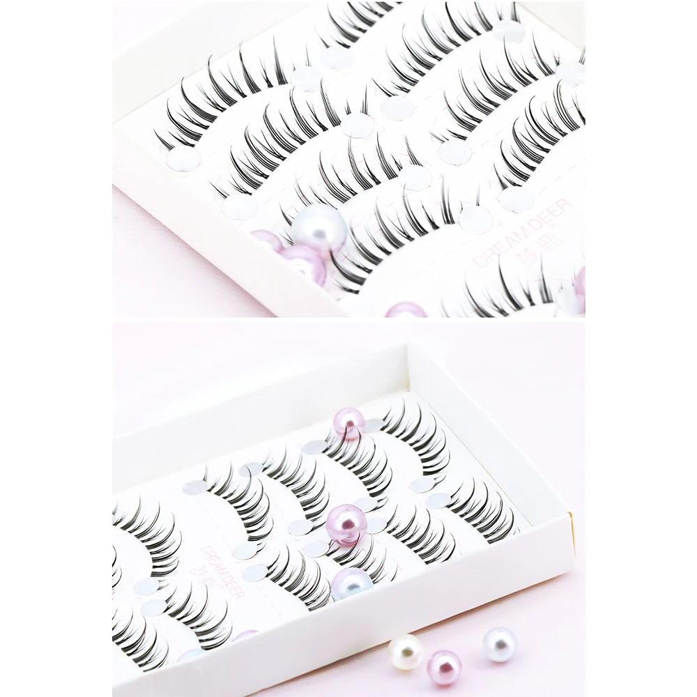 

10 Pairs Korean Eye Makeup Hand Woven False Eyelashes Manga Anime Lashes Japanese Cosplay Extension Natural Wispy Comic Eyes