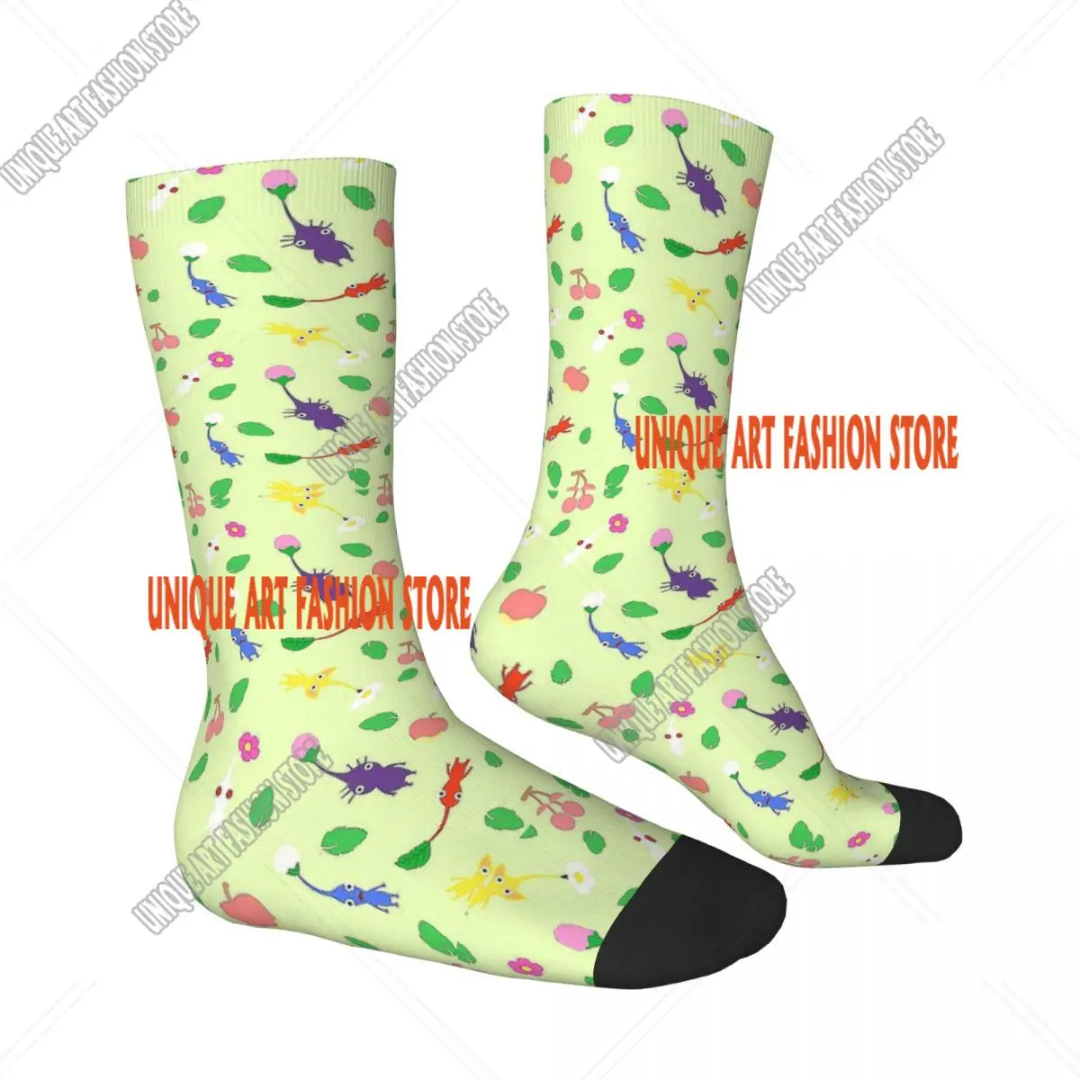 Cute Pikmin Pattern Game Socks Male Mens Women Autumn Stockings Hip Hop