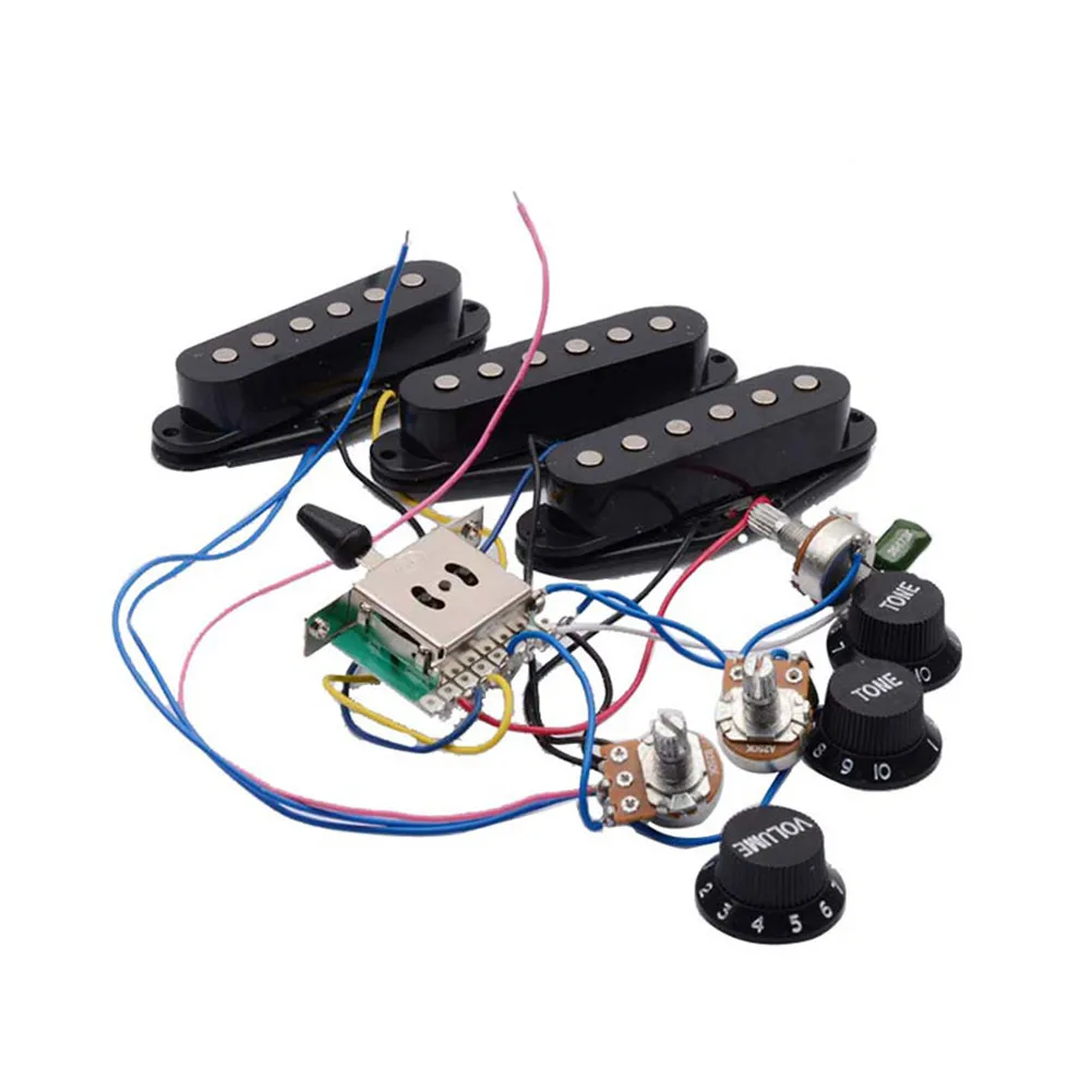 SSS الغيتار الكهربائي الأسلاك تسخير سلكي مسبقا 5-Way التبديل 2T1V التبديل لهجة حجم المقبض التقاطات عدة ل ST E-الغيتار الملحقات #5